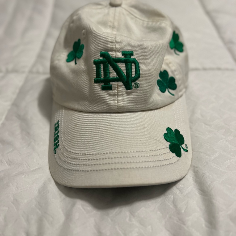 White Cap with Green Shamrocks